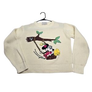 RARE Vintage Disney American Characters Cropped Minnie Mouse Sweater SZ L